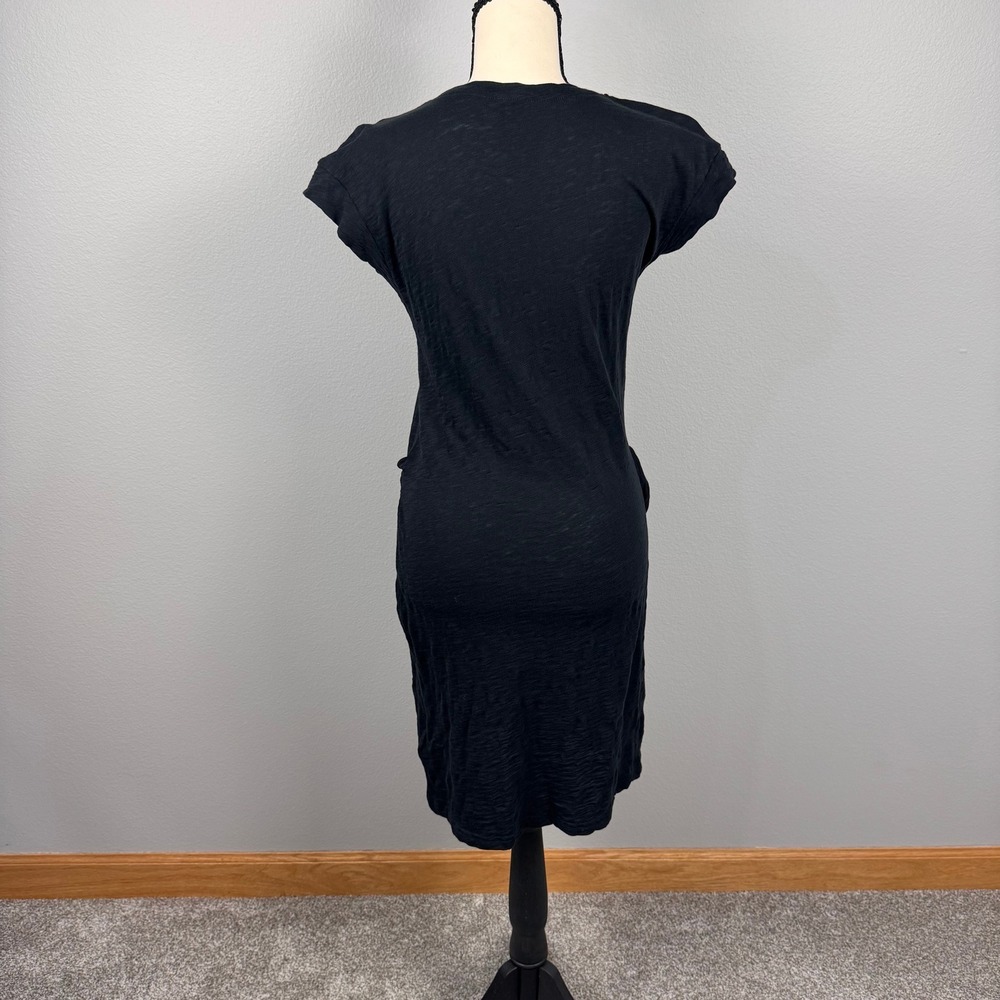 J.Crew T-Shirt Dress Women XS‎ Black Good Slub Cotton Waist Tie CI193 - Picture 2 of 9